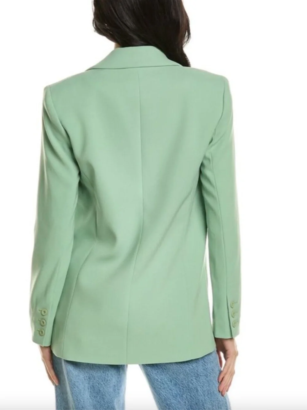 Alice + Olivia Denny Boyfriend Blazer in Seafoam Green, Size 6, Sleeves Hemmed